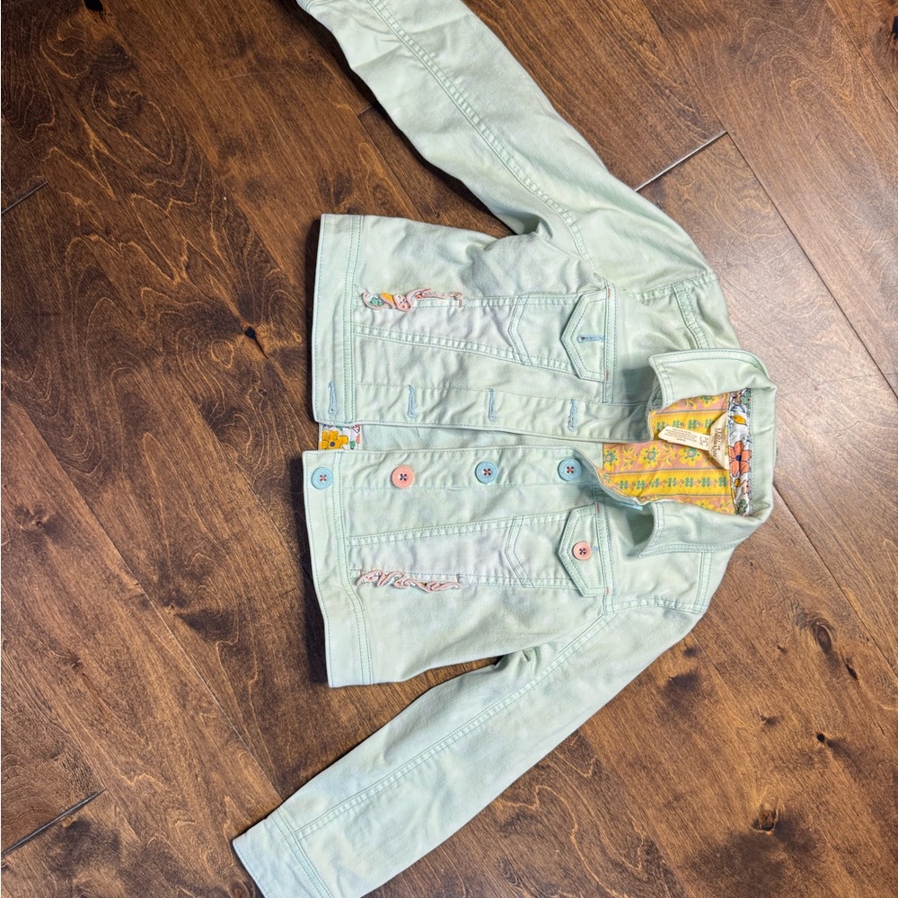 Matilda Jane Green Jean Jacket Quilted Lightweight Casual
